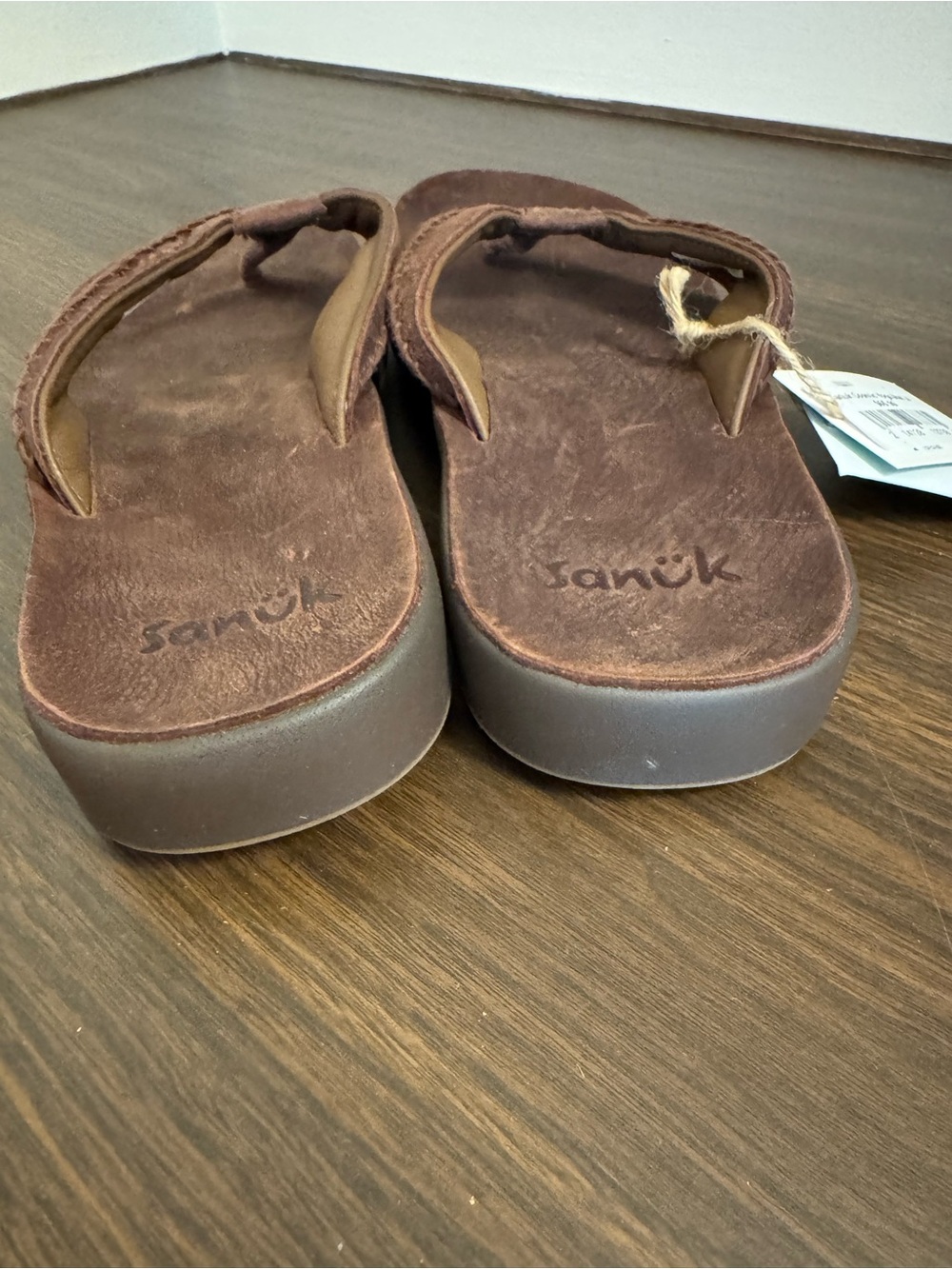 Sanuk Cosmic Yoga Mat LX Leather Flip Flops Brown Men’s Size 10 NWT flip flops - Picture 6 of 8